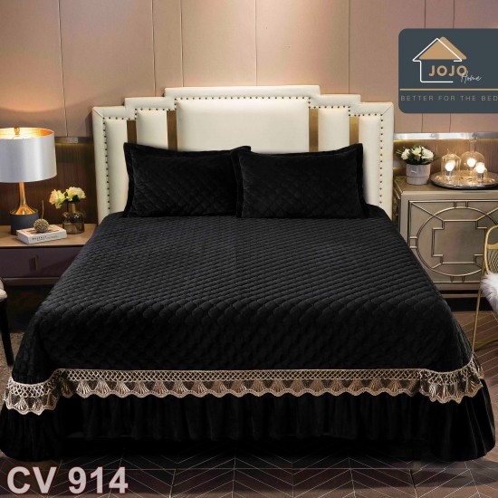 Cuvertura pat DeLuxe catifea 3 piese (cod CV914)