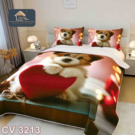 Cuvertura pat 3 piese cu imprimeu digital 5D (cod CV3213)