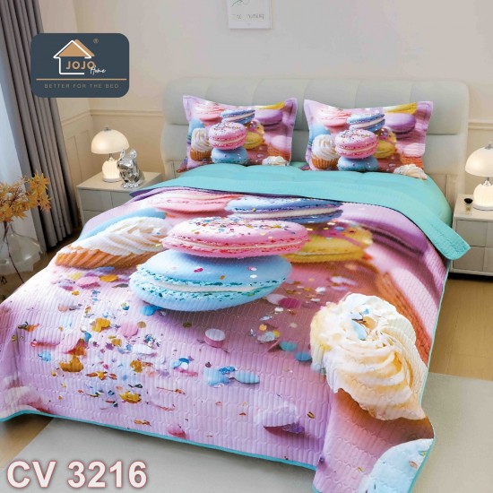 Cuvertura pat 3 piese cu imprimeu digital 5D (cod CV3216)