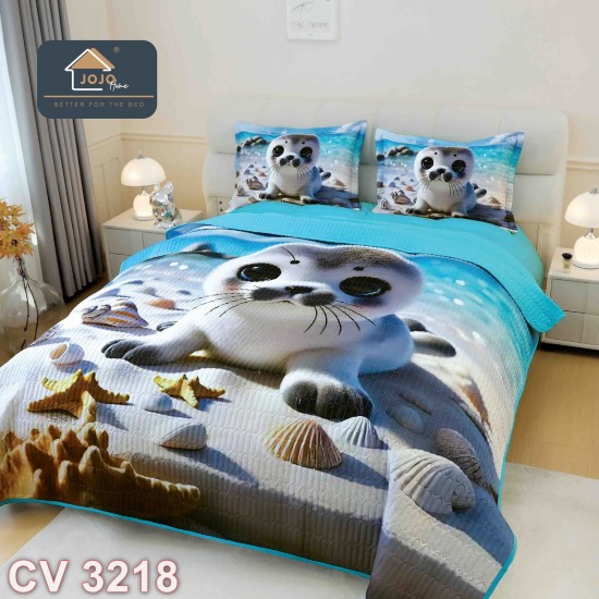 Cuvertura pat 3 piese cu imprimeu digital 5D (cod CV3218)