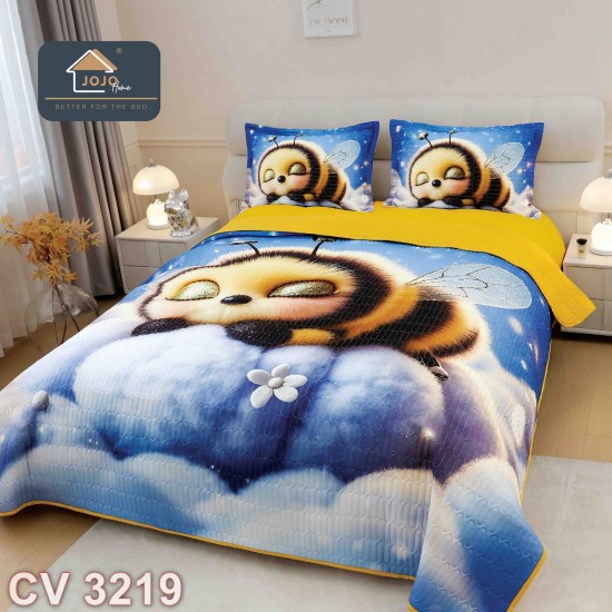 Cuvertura pat 3 piese cu imprimeu digital 5D (cod CV3219)