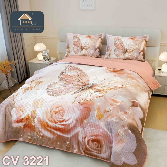 Cuvertura pat 3 piese cu imprimeu digital 5D (cod CV3221)