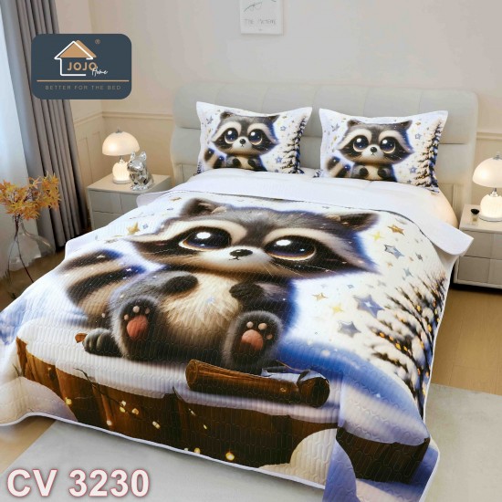 Cuvertura pat 3 piese cu imprimeu digital 5D (cod CV3230)