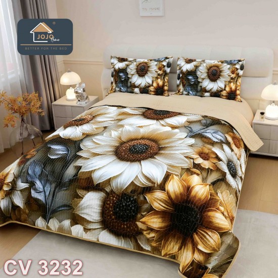 Cuvertura pat 3 piese cu imprimeu digital 5D (cod CV3232)