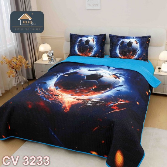 Cuvertura pat 3 piese cu imprimeu digital 5D (cod CV3233)