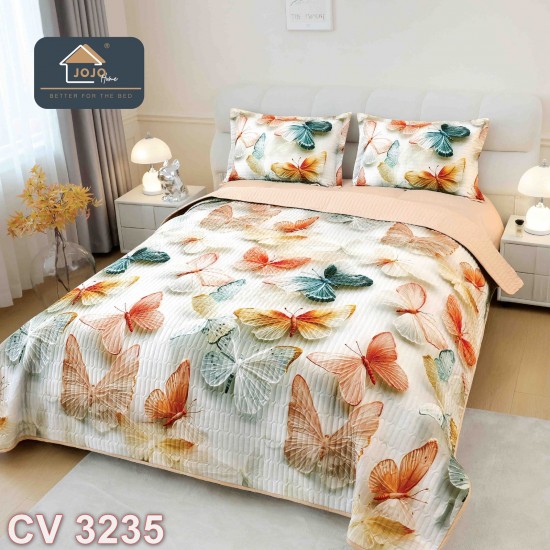 Cuvertura pat 3 piese cu imprimeu digital 5D (cod CV3235)