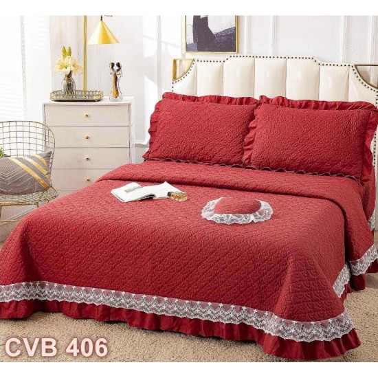 Cuvertura pat 4 piese bumbac satinat (cod CVB406)