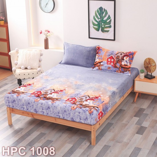 Husa de pat cocolino cu doua fete de perna Craciun (cod HPC1008)