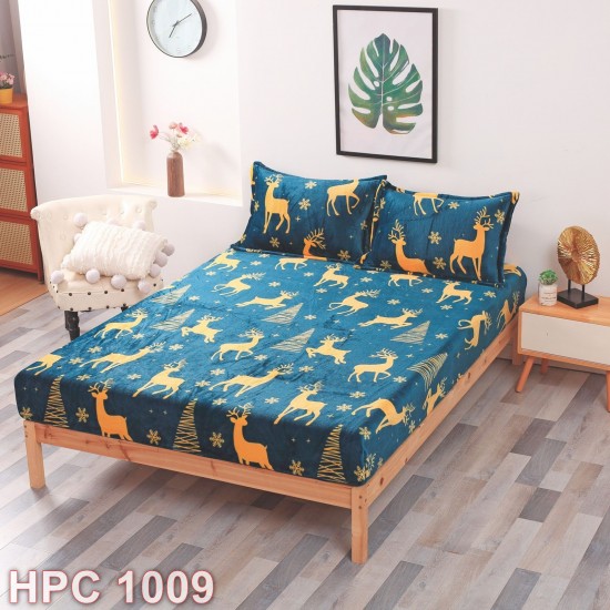 Husa de pat cocolino cu doua fete de perna Craciun (cod HPC1009)