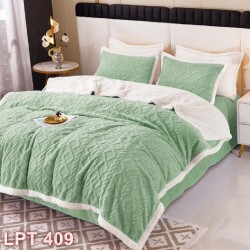 Lenjerie pat 4 piese Cocolino tricot & pătură cu blăniță (cod LPT409)