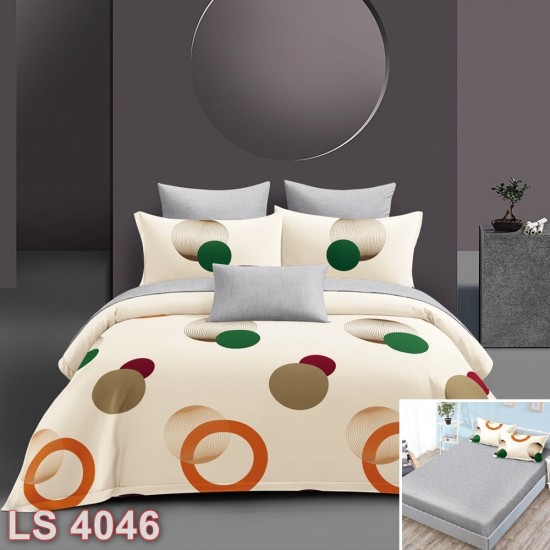 Lenjerie bumbac satinat 4 piese cu elastic (cod LS4046)