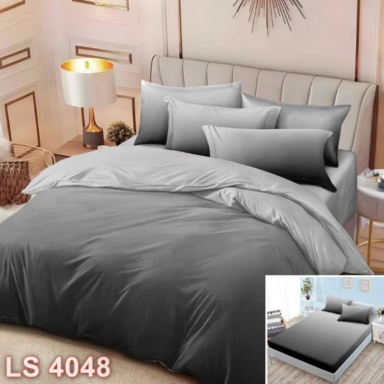 Lenjerie bumbac satinat 4 piese cu elastic (cod LS4048)