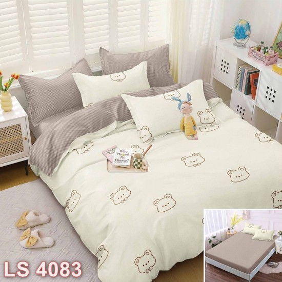 Lenjerie bumbac satinat 4 piese cu elastic (cod LS4083)