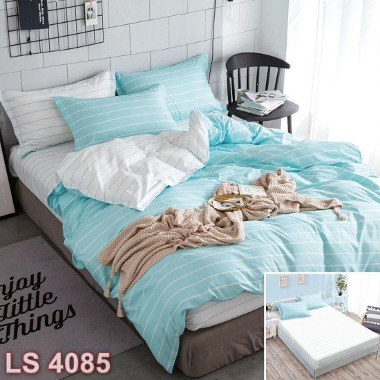 Lenjerie bumbac satinat 4 piese cu elastic (cod LS4085)