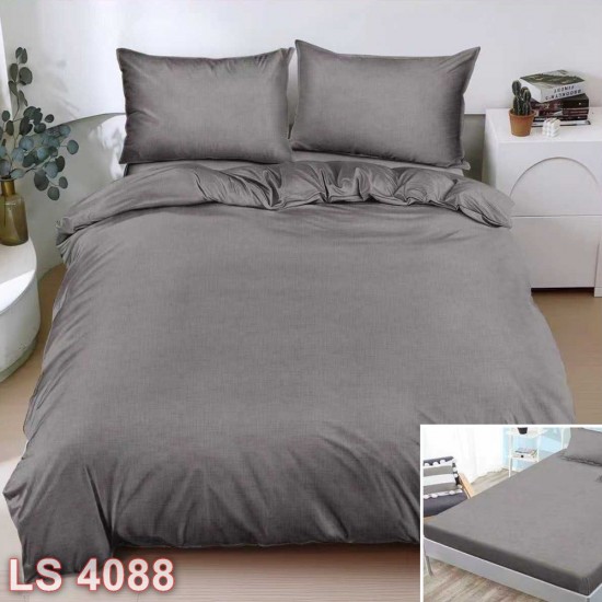 Lenjerie bumbac satinat 4 piese cu elastic (cod LS4088)