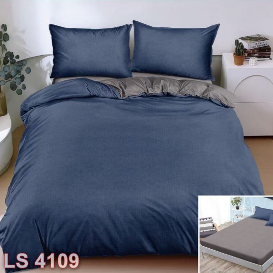 Lenjerie bumbac satinat 4 piese cu elastic (cod LS4109)
