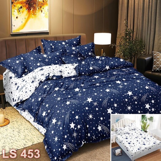 Lenjerie bumbac satinat 4 piese cu elastic (cod LS453)