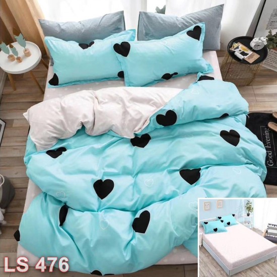 Lenjerie bumbac satinat 4 piese cu elastic (cod LS476)