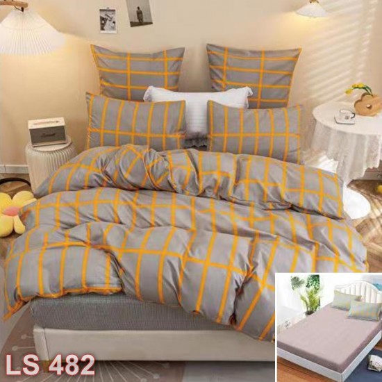 Lenjerie bumbac satinat 4 piese cu elastic (cod LS482)