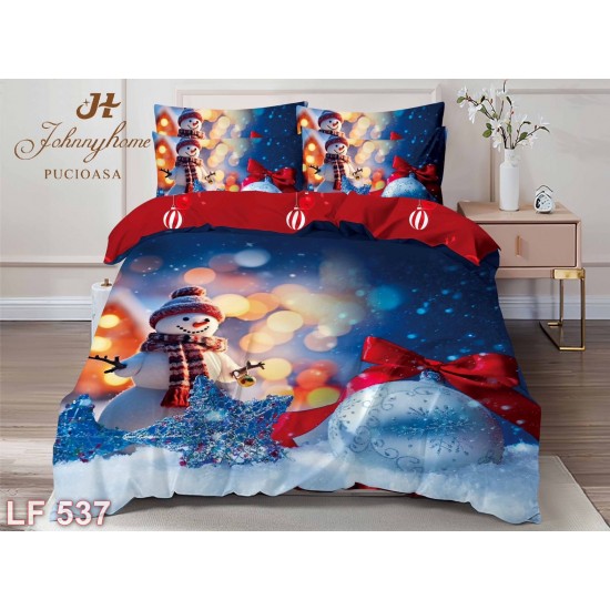Lenjerie finet 6 piese imprimeu identic 3D Crăciun (cod LF537)