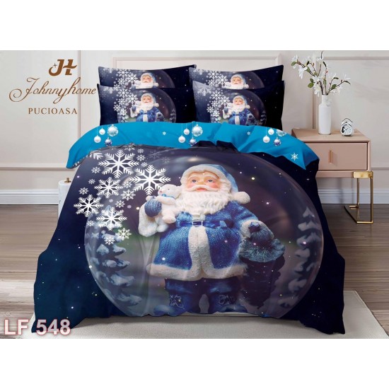 Lenjerie finet 6 piese imprimeu identic 3D Crăciun (cod LF548)