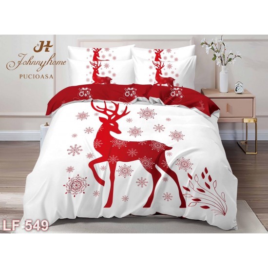 Lenjerie finet 6 piese imprimeu identic 3D Crăciun (cod LF549)