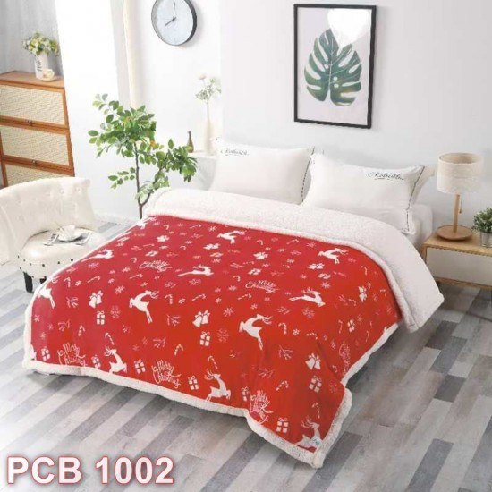 Pătură Cocolino cu blăniță imprimeu Crăciun (cod PCB1002)