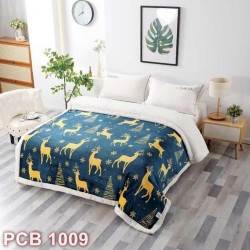 Pătură Cocolino cu blăniță imprimeu Crăciun (cod PCB1009)