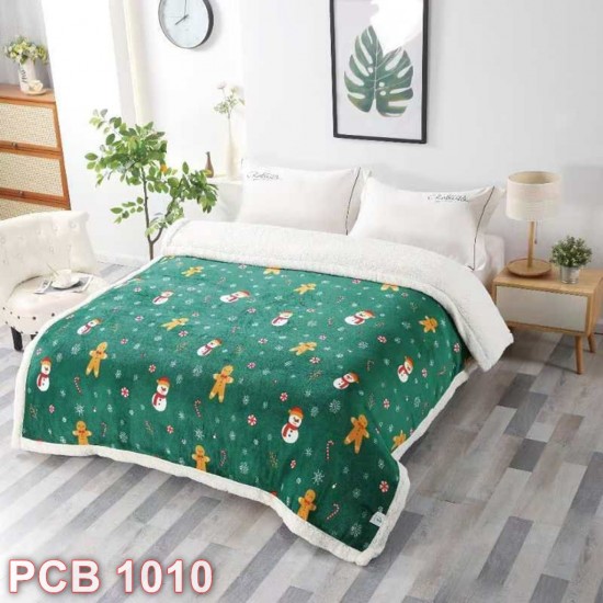 Pătură Cocolino cu blăniță imprimeu Crăciun (cod PCB1010)